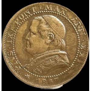 Аверс монеты Папская область, 1 сольдо, 1866-1867