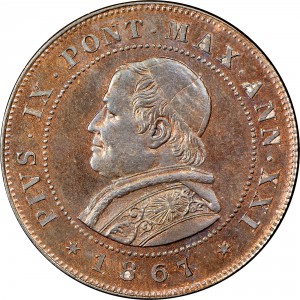 Аверс монеты Папская область, 2 сольдо, 1866-1867