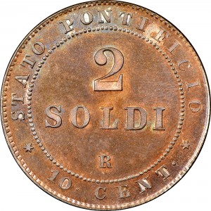 Реверс монеты Папская область, 2 сольдо, 1866-1867