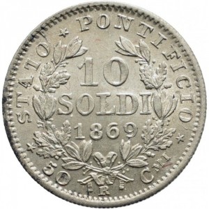 Реверс монеты Папская область, 10 сольдо, 1867-1869