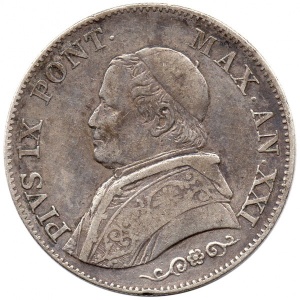 Аверс монеты Папская область, 1 лира, 1866