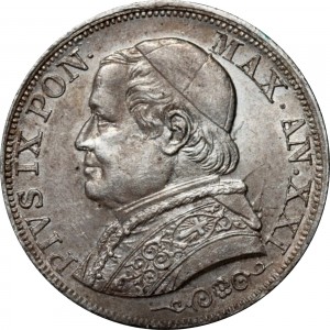 Аверс монеты Папская область, 1 лира, 1866-1868