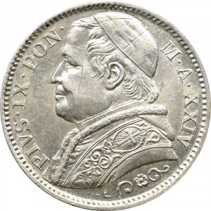 Аверс монеты Папская область, 2 лиры, 1866-1870