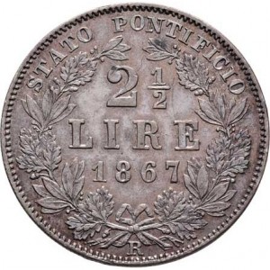 Реверс монеты Папская область, 2½ лиры, 1867