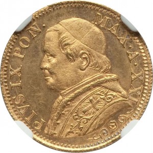 Аверс монеты Папская область, 5 лир, 1866-1867