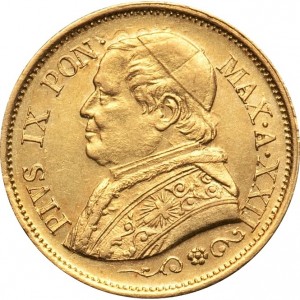 Аверс монеты Папская область, 10 лир, 1866-1869