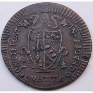 Аверс монеты Папская область, 1 кваттрино, 1802