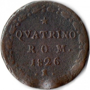 Реверс монеты Папская область, 1 кваттрино, 1826
