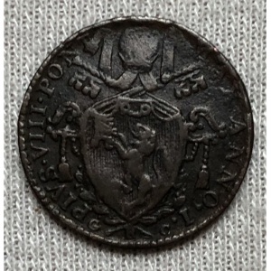 Аверс монеты Папская область, 1 кваттрино, 1829