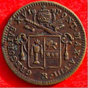 Аверс монеты Папская область, 1 кваттрино, 1835-1844