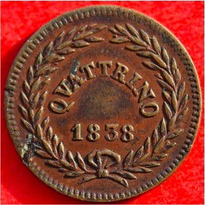 Реверс монеты Папская область, 1 кваттрино, 1835-1844