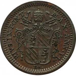 Аверс монеты Папская область, 1 кваттрино, 1851-1854