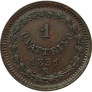 Реверс монеты Папская область, 1 кваттрино, 1851-1854