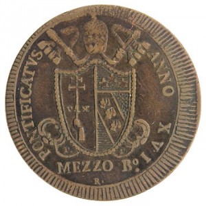 Аверс монеты Папская область, ½ байокко, 1816