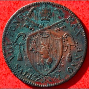 Аверс монеты Папская область, ½ байокко, 1829
