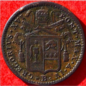 Аверс монеты Папская область, ½ байокко, 1831-1834