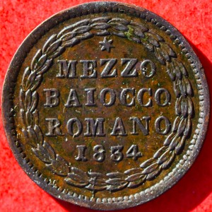 Реверс монеты Папская область, ½ байокко, 1831-1834