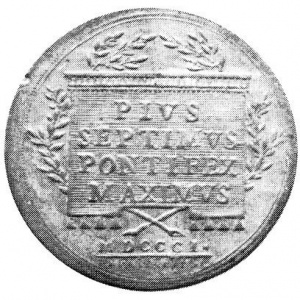 Реверс монеты Папская область, 1 байокко, 1801