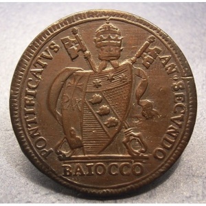 Аверс монеты Папская область, 1 байокко, 1802-1815