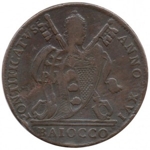 Аверс монеты Папская область, 1 байокко, 1816