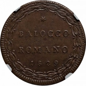 Реверс монеты Папская область, 1 байокко, 1829
