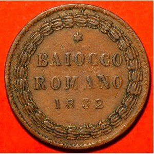 Реверс монеты Папская область, 1 байокко, 1831-1832