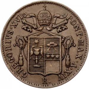 Аверс монеты Папская область, 1 байокко, 1835-1845