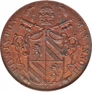 Аверс монеты Папская область, 1 байокко, 1846-1849