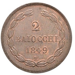 Реверс монеты Папская область, 2 байокко, 1848-1849