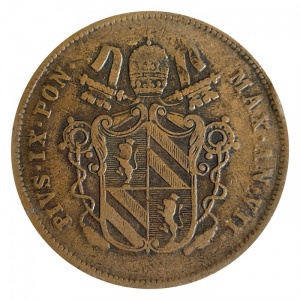 Аверс монеты Папская область, 2 байокко, 1850-1853