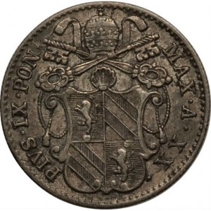 Аверс монеты Папская область, 5 байокко, 1865-1866