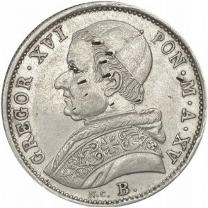 Аверс монеты Папская область, 20 байокко, 1835-1846