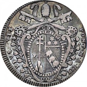 Аверс монеты Папская область, ½ скудо, 1800-1816