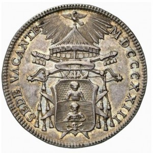 Аверс монеты Папская область, ½ скудо, 1823