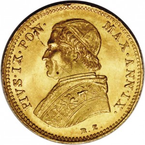 Аверс монеты Папская область, 1 скудо, 1853-1857