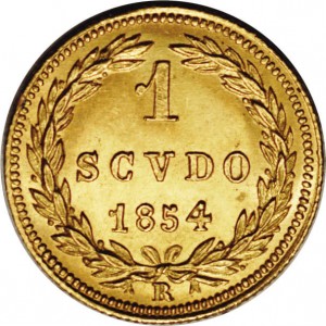 Реверс монеты Папская область, 1 скудо, 1853-1857
