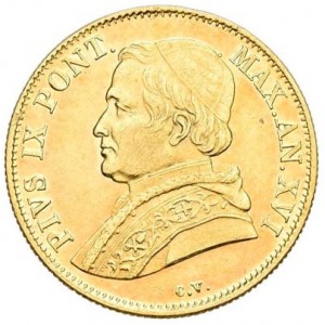 Аверс монеты Папская область, 1 скудо, 1858-1865