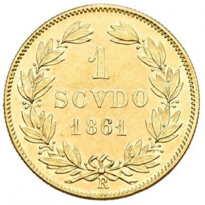 Реверс монеты Папская область, 1 скудо, 1858-1865