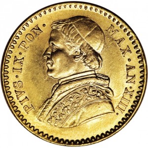 Аверс монеты Папская область, 2.5 скудо, 1848-1863