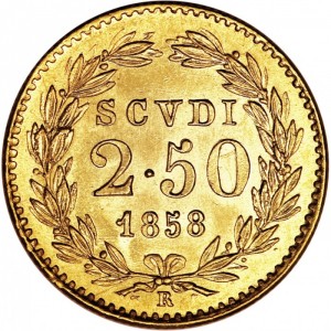 Реверс монеты Папская область, 2.5 скудо, 1848-1863
