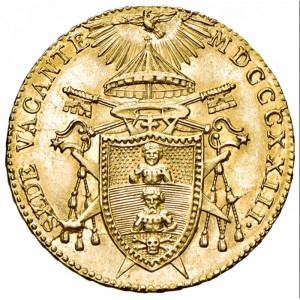 Аверс монеты Папская область, 1 доппия, 1823