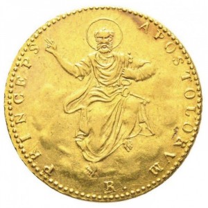 Реверс монеты Папская область, 1 доппия, 1823-1824