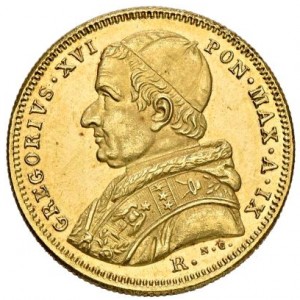 Аверс монеты Папская область, 5 скудо, 1835-1846