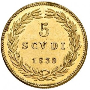 Реверс монеты Папская область, 5 скудо, 1835-1846