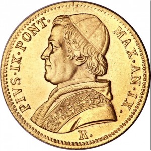 Аверс монеты Папская область, 5 скудо, 1846-1854