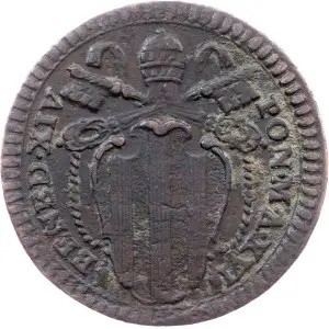 Аверс монеты Папская область, 1 кваттрино, 1752-1756