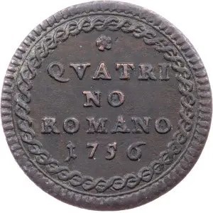 Реверс монеты Папская область, 1 кваттрино, 1752-1756
