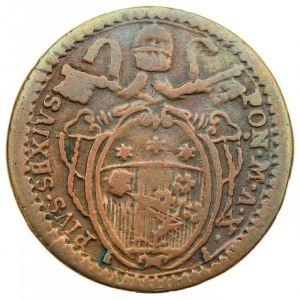 Аверс монеты Папская область, 1 кваттрино, 1783-1786