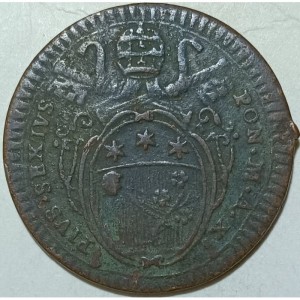 Аверс монеты Папская область, ½ байокко, 1783-1784