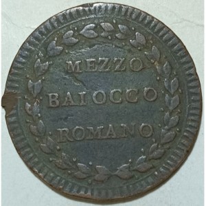 Реверс монеты Папская область, ½ байокко, 1783-1784